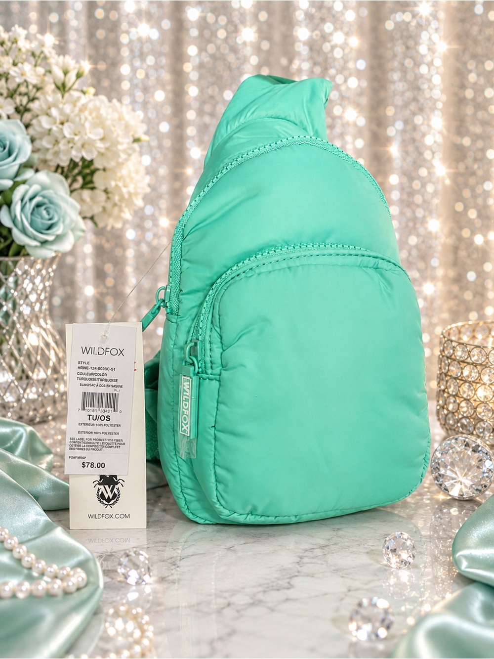 Wildfox Green Quilted Crossbody Sling Bag
